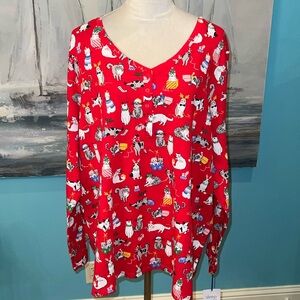 NWT Sleep Sense Holiday Cats Sleep Shirt, 2X